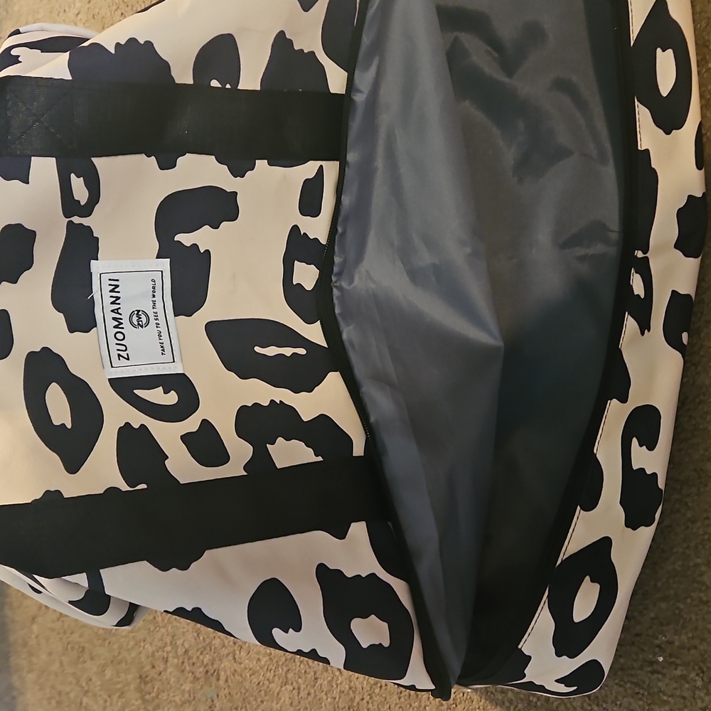 Black and White Animal Print Duffel Bag - Picture 8 of 9